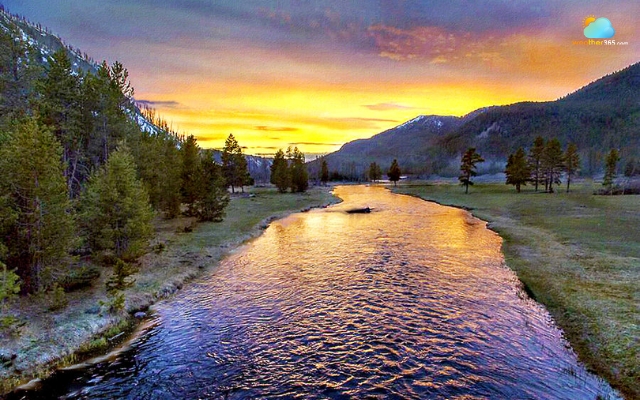 Yellowstone National Park has many spots for sunset watching