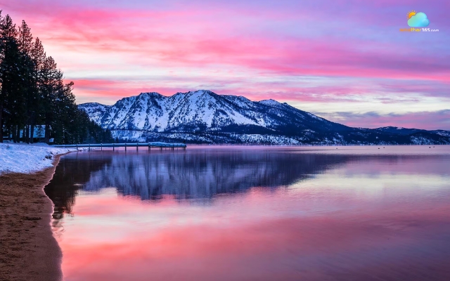 Sunset silhouettes on Lake Tahoe