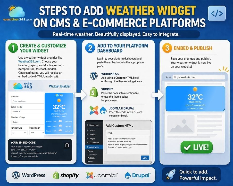  Adding widget on CMS and E-commerce platforms