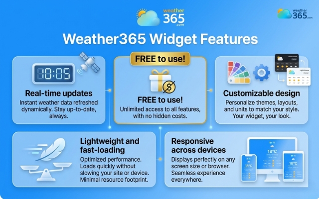 Unique features of the Weather365 widget