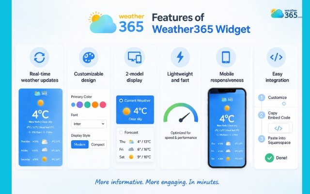 Outstanding features of the Weather365 widget