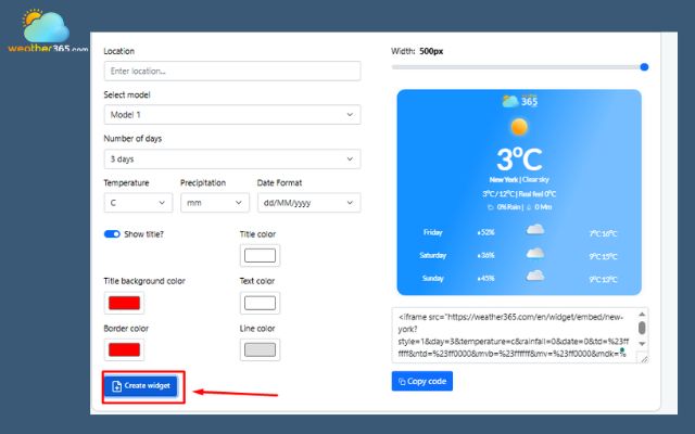  click the “Create Widget” button