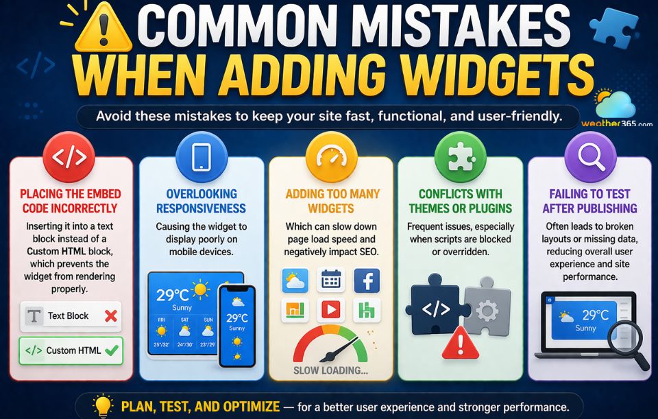 Avoid common mistakes when you add Weather365 widget or other weather widgets