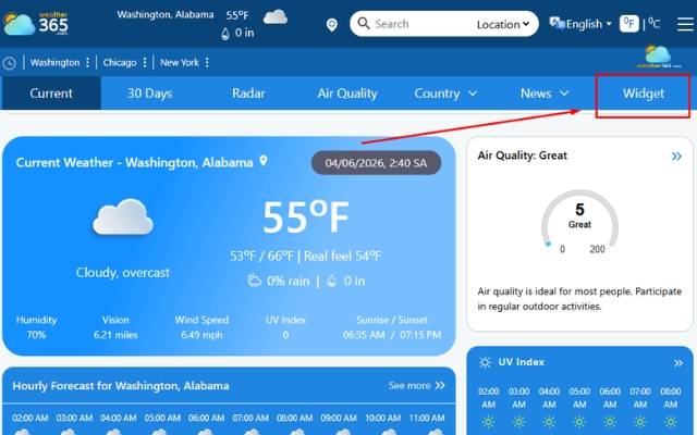  Navigate to the ‘Widget’ section