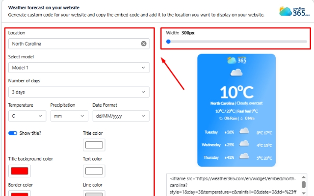  Widget Weather365 is fully customizable