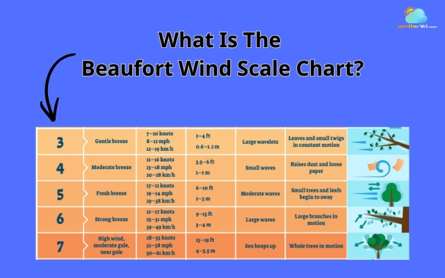 The Beaufort wind scale chart is a system for estimating wind speed