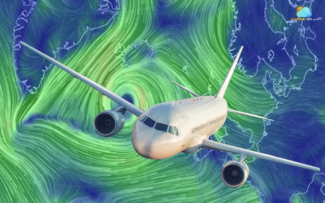 The wind significantly affects the plane's route