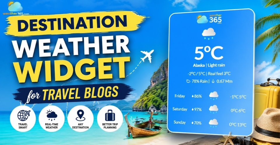 Destination weather widget for travel blogs