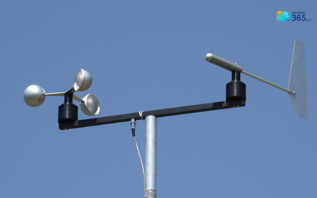 Anemometer with wind vane is usually used by meteorological services