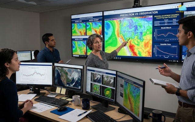 Meteorologists compare to evaluate the results