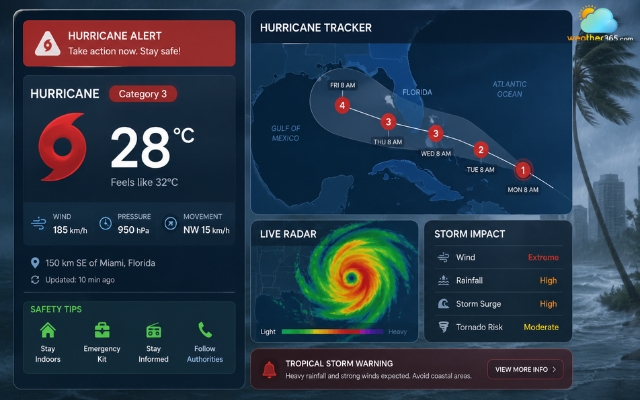 Hurricane weather widget often includes hurricane tracking maps