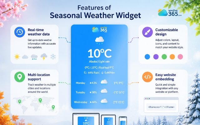 Important features of a seasonal weather widget