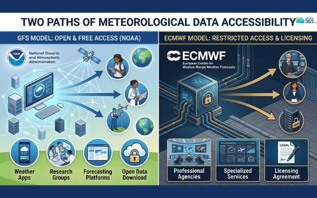 The GFS has more open data availability than the ECMWF