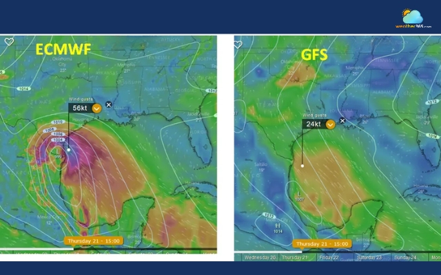 Difference between the GFS and ECMWF