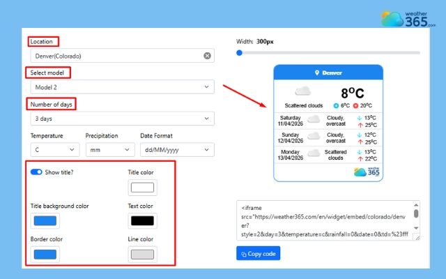 Freely customize the widget with Weather365