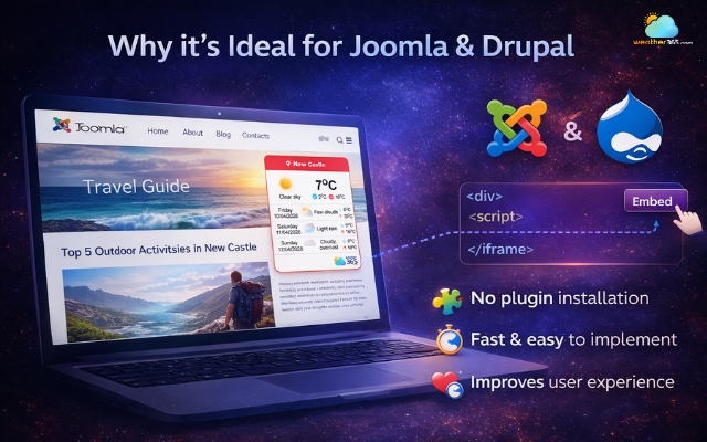 A weather widget can elevate a Joomla & Drupal site