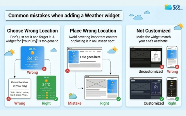 Some common mistakes to avoid when adding a weather widget
