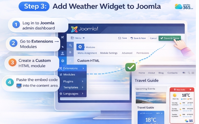 Paste the code into the Joomla