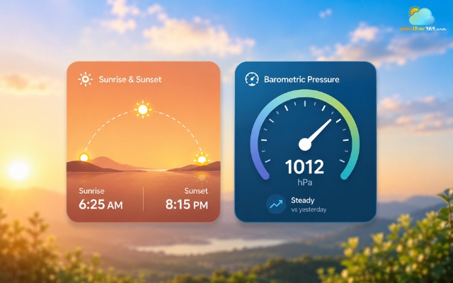 Sunrise and barometric weather widget