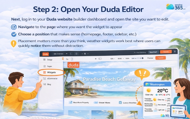 Choose a position where you want to place the weather widget