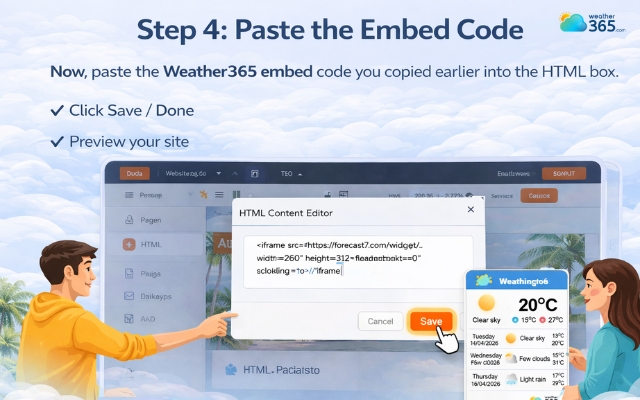  Paste the code into the HTML box
