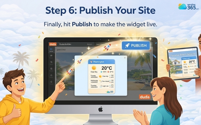 Publish your site and enjoy the live weather