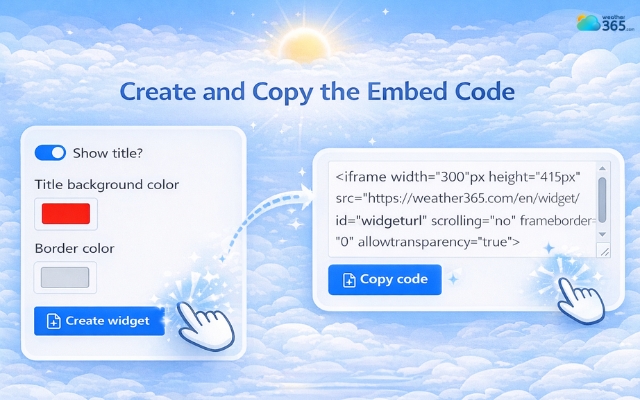 Weather365 automatically generates widget code 