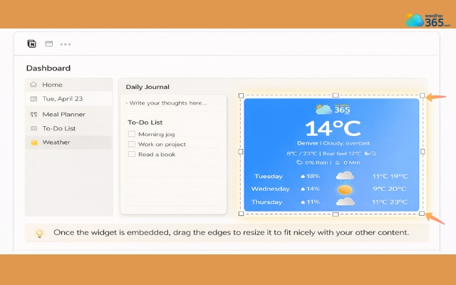  Resize the widget to fit your Notion page