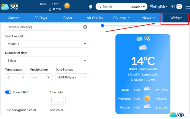  Go to Weather365 widget page