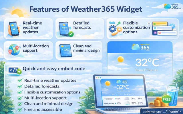 Advanced features of the Weather365 widget