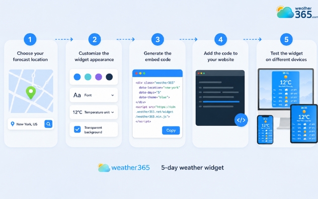Easily add a 5-day weather widget