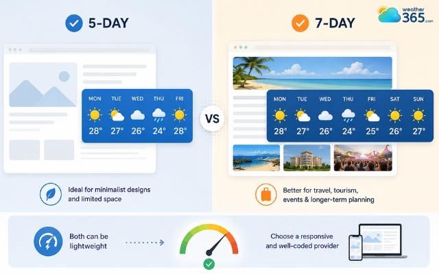 The 7-day widget may contain more visual elements and weather data