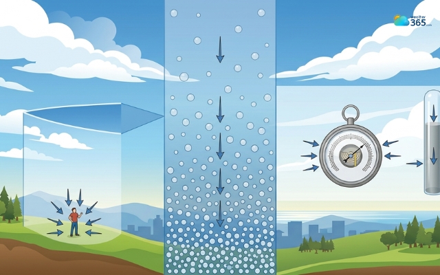 Air pressure is the force pressing down on the Earth’s surface