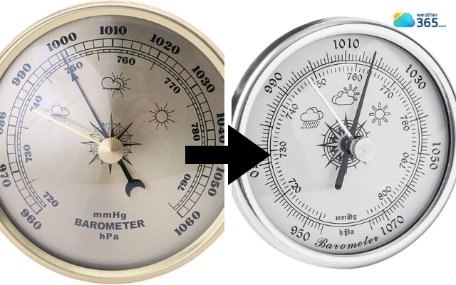 Check the barometer again and compare the new reading