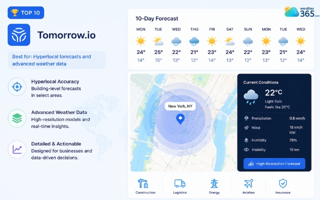 Tomorrow.io is known for its highly detailed forecasting system