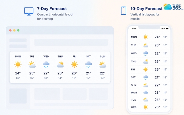 10-day weather widget may be difficult to read