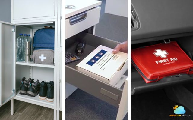 Locations for storing a flood emergency kit