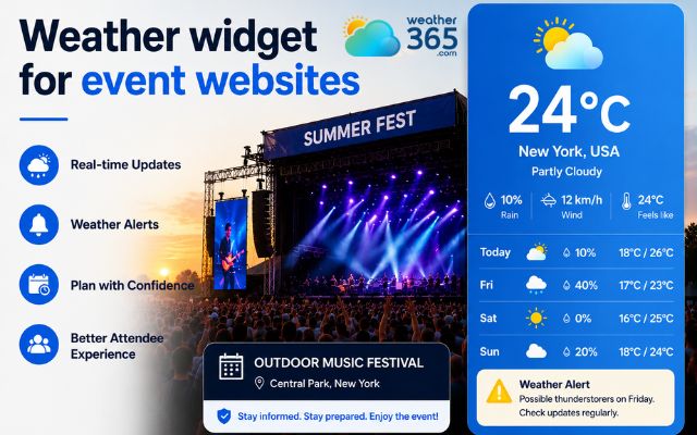 It’s essential to add a weather widget for event websites