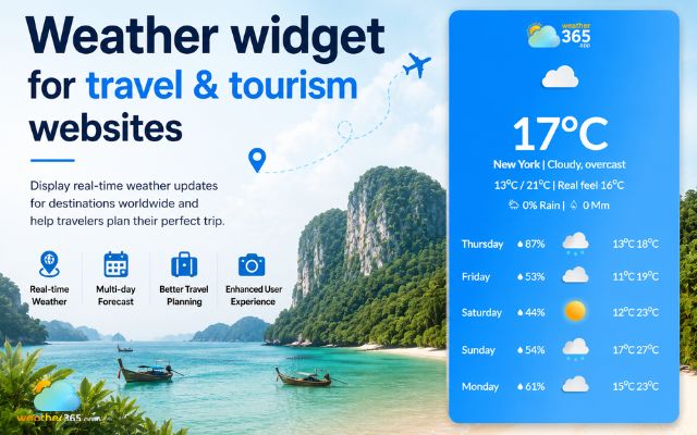 Weather widget for travel and tourism websites