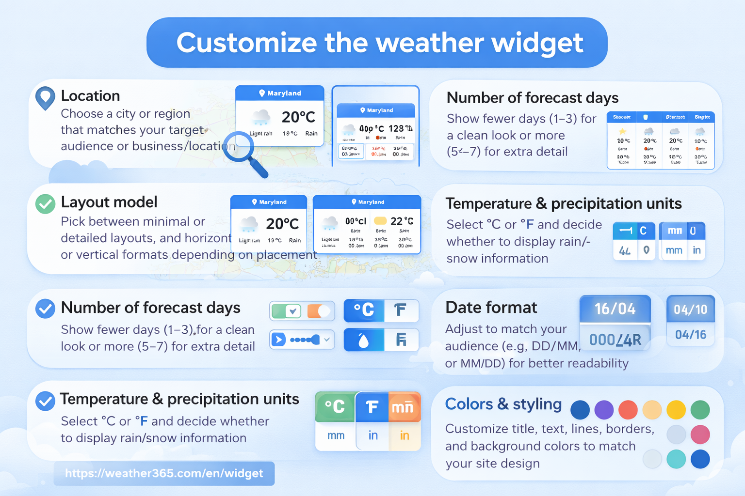  Customize the weather widget with Weather365