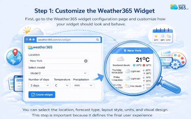 Choose the location you want to show on the widget