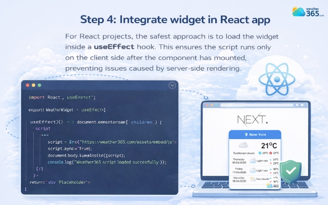  Load the widget inside a useEffect hook