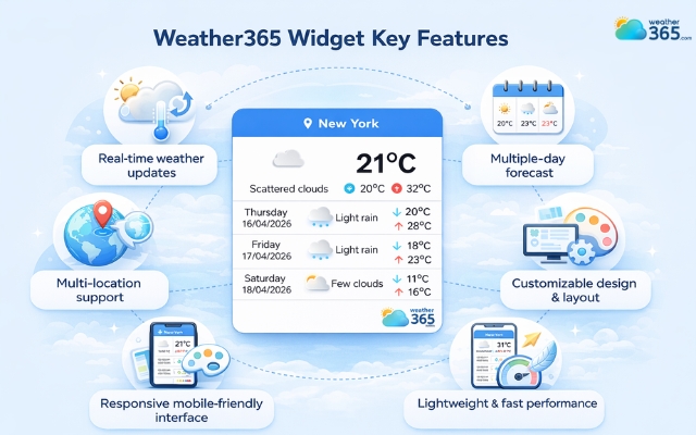 Notable features of the Weather365 widget