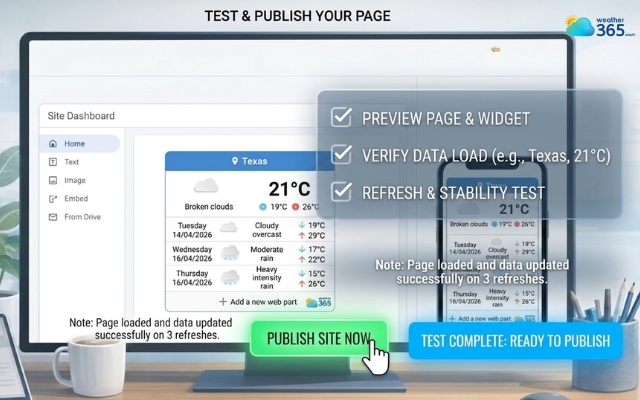  Preview and publish the weather widget