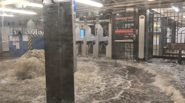  A flooded subway station in New York