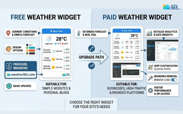  Compare free and paid weather widget