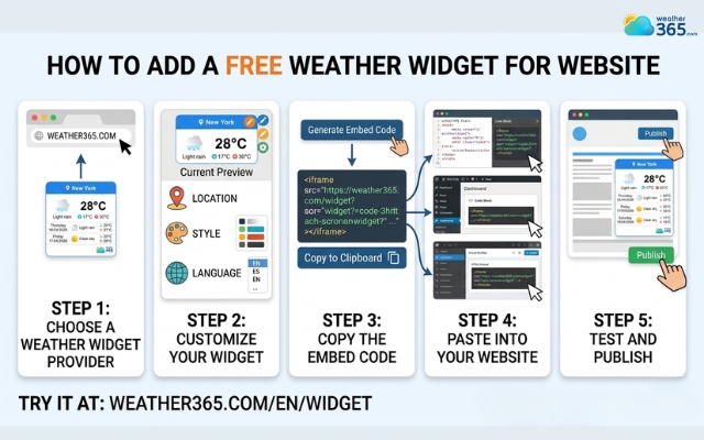  Steps to add a free weather widget for website