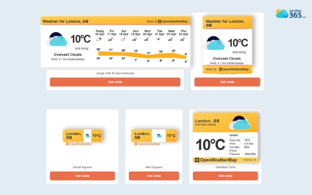 OpenWeather provides API-based widgets