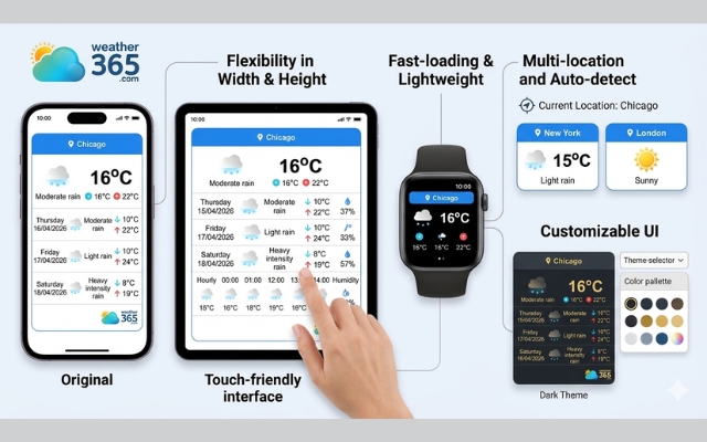 Numerous features of a responsive weather widget