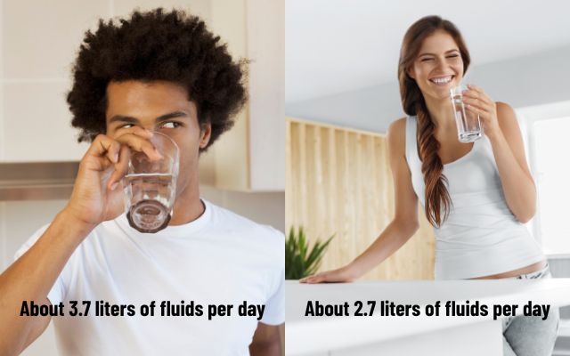  The adequate water intake in a day